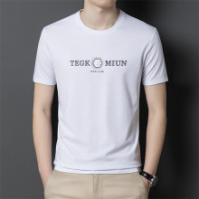 白色基础款短袖t恤男士圆领夏装新款印花上衣打底衫体恤半袖汗衫