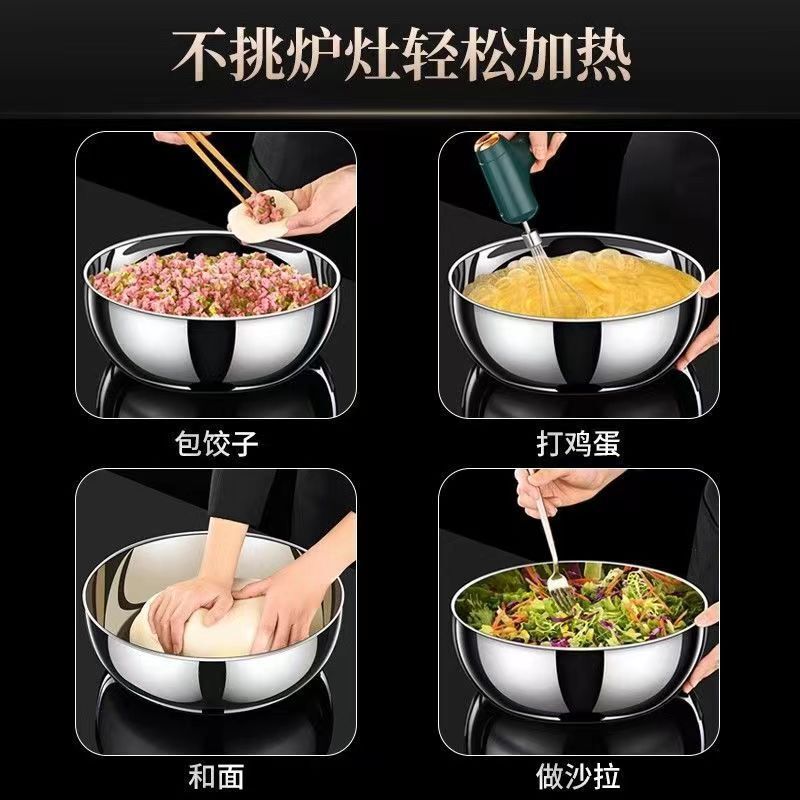 不锈钢盆特厚家用厨房油盆和面盆汤盆调料烘培盆圆形加深洗菜盆|undefined
