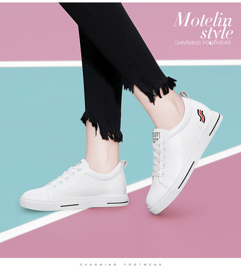 Giày sneaker nữ da bò mềm trắng đế bằng mỏng mới xuân hè 2024 — 58219 Màu Trắng Gót Cao 3cm Lưới Kiểu DH, 9271 trắng tím gót cao 2.2cm GQ, 58219m Màu Xám Chiều Cao Gót 3cm Lưới Kiểu DH, Chiều cao gót vàng trắng 9160 2.7cm GQ chi tiết 7