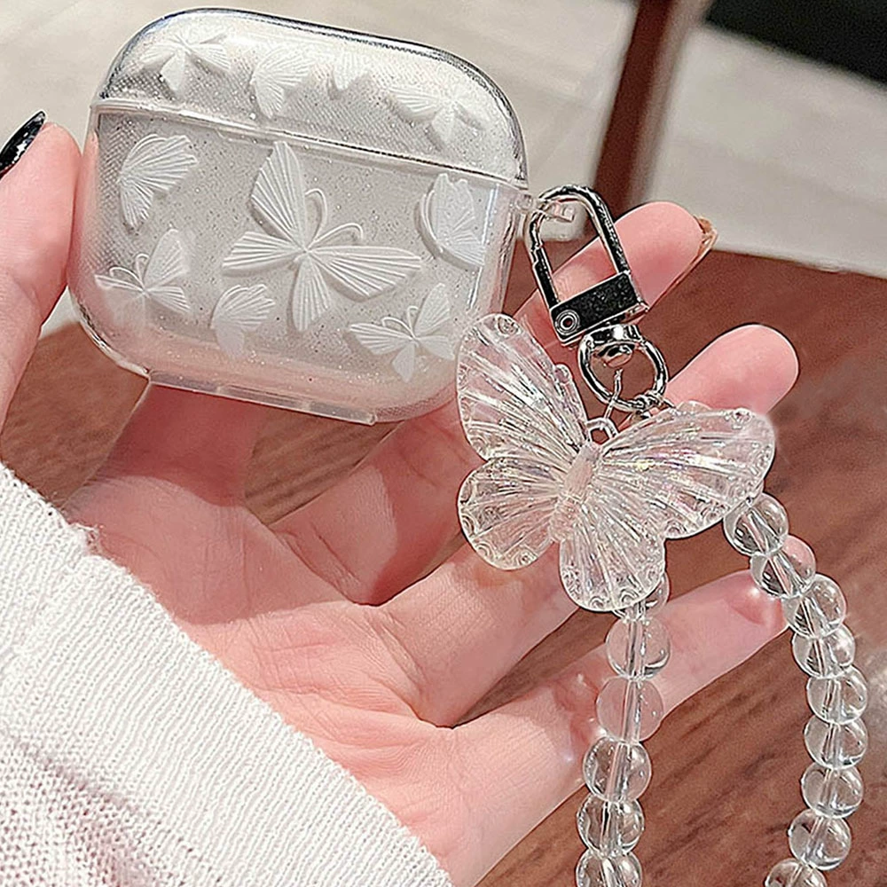 Крылатое порошковое бабочковое печать совместимо с AirPods PRO2 Apple 2 поколения Bluetooth наушники чехол защитная оболочка AirPods 3