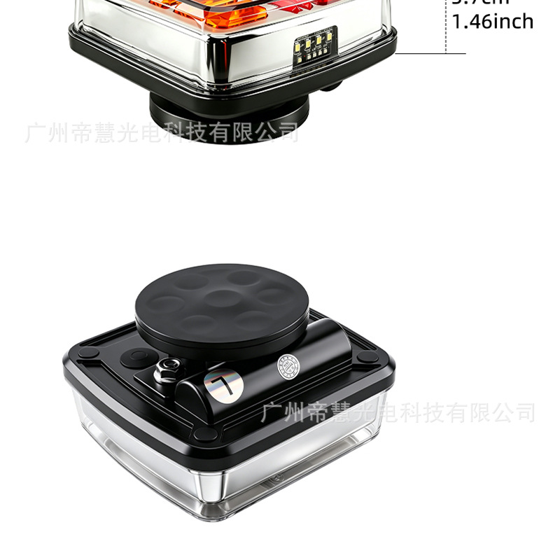 Cross-Border New Model Trailer Truck Tail Light Led Brake Signal Warning Light with Magnet Red and Yellow Dual-Color Tail Light