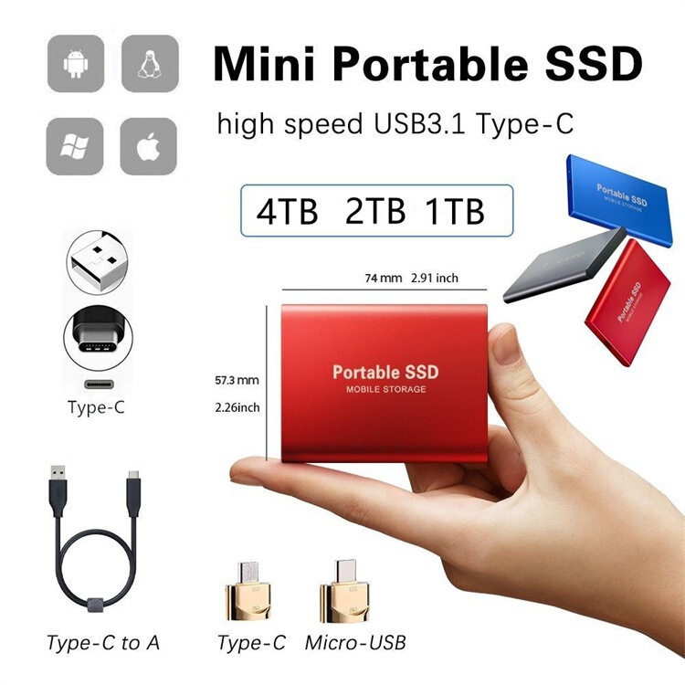 60TB cross-border foreign trade T5 exclusive SSD high-speed mobile solid state drive Type-c3.1 factory direct sale