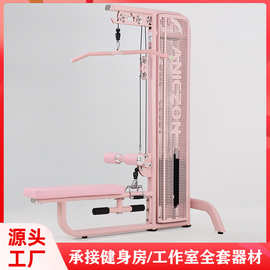 女子健身房器材多功能高位下拉综合粉色高低拉背部背肌训练器