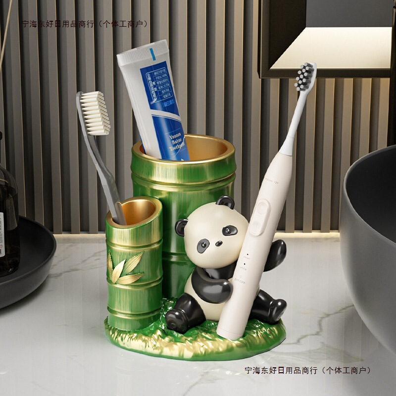 Panda Toothpaste Decorative Ornaments Creative Washstand Rack Bathroom Electric Toothbrush Holder Countertop Storage Sanitary Ware Free Shipping