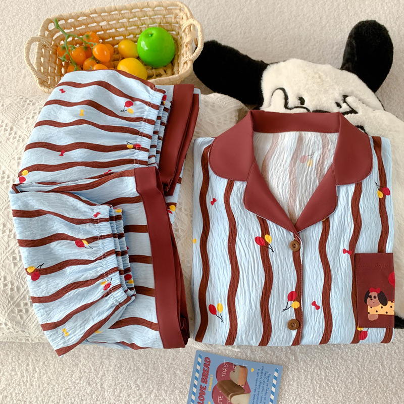 High-Appearance Value Korean-Style Cloud Cotton Pajamas Short-Sleeve Three-Piece Set New Ins-Style Summer Wearable Home Clothes High-Appearance Value Korean-Style Cloud Cotton Pajamas Short-Sleeve Three-Piece Set New Ins-Style Summer Wearable Home Clothes