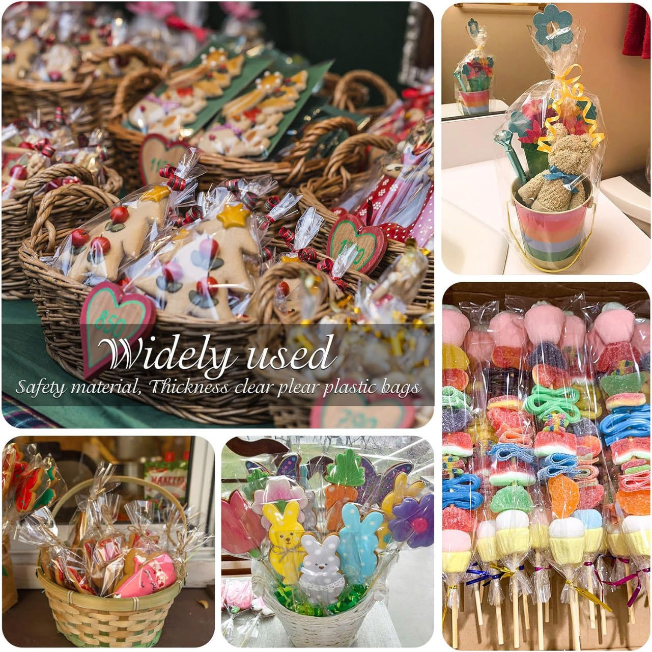 Bolsas de dulces de vidrio transparentes grosadas al por mayor, bolsas de regalo de tostadas para fiestas OPP