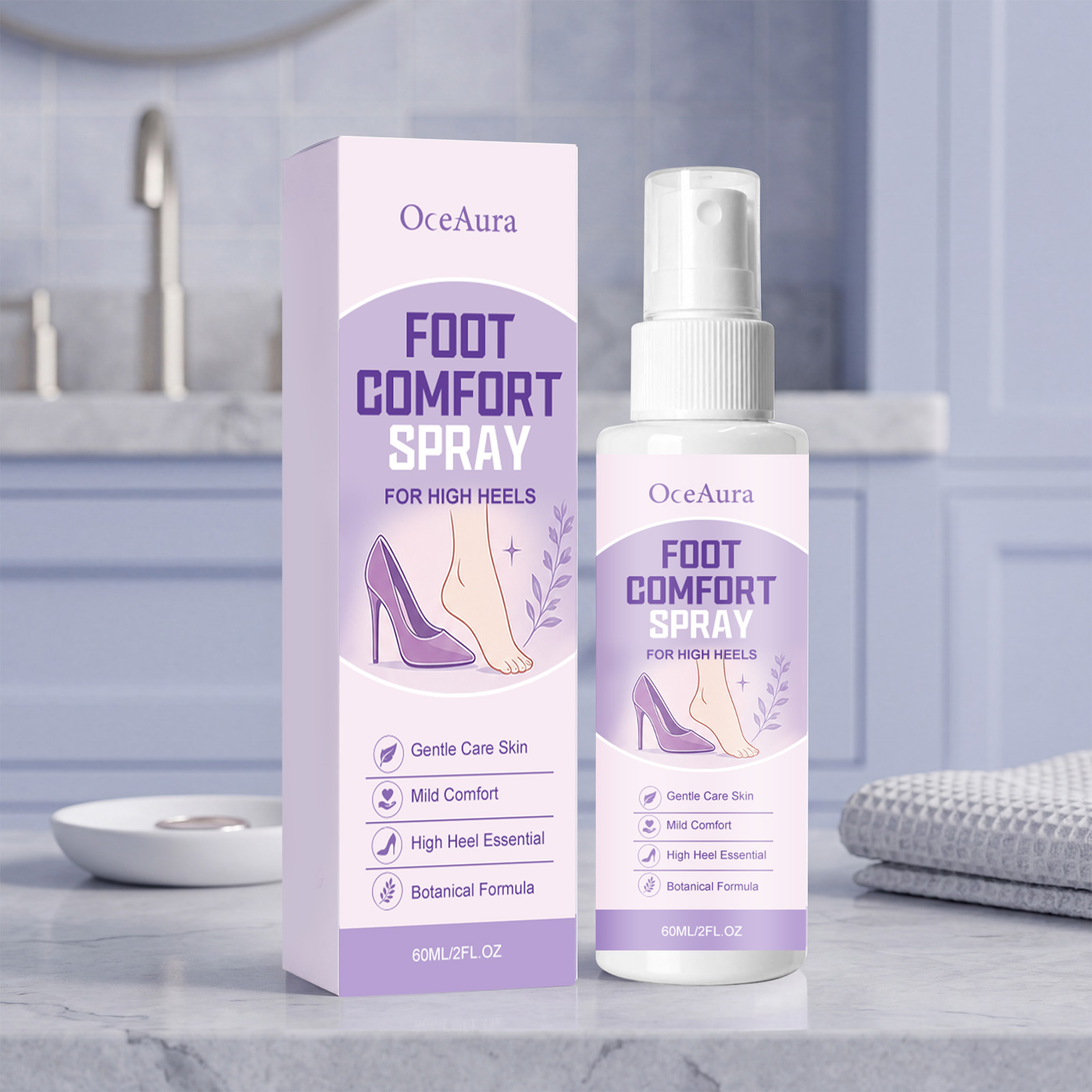 Oceaura Foot Care Spray for Daily Use, Suitable for High Heels, Long Standing, and Walking, Refreshing and Relieving Stuffy Feet, Portable Foot Care