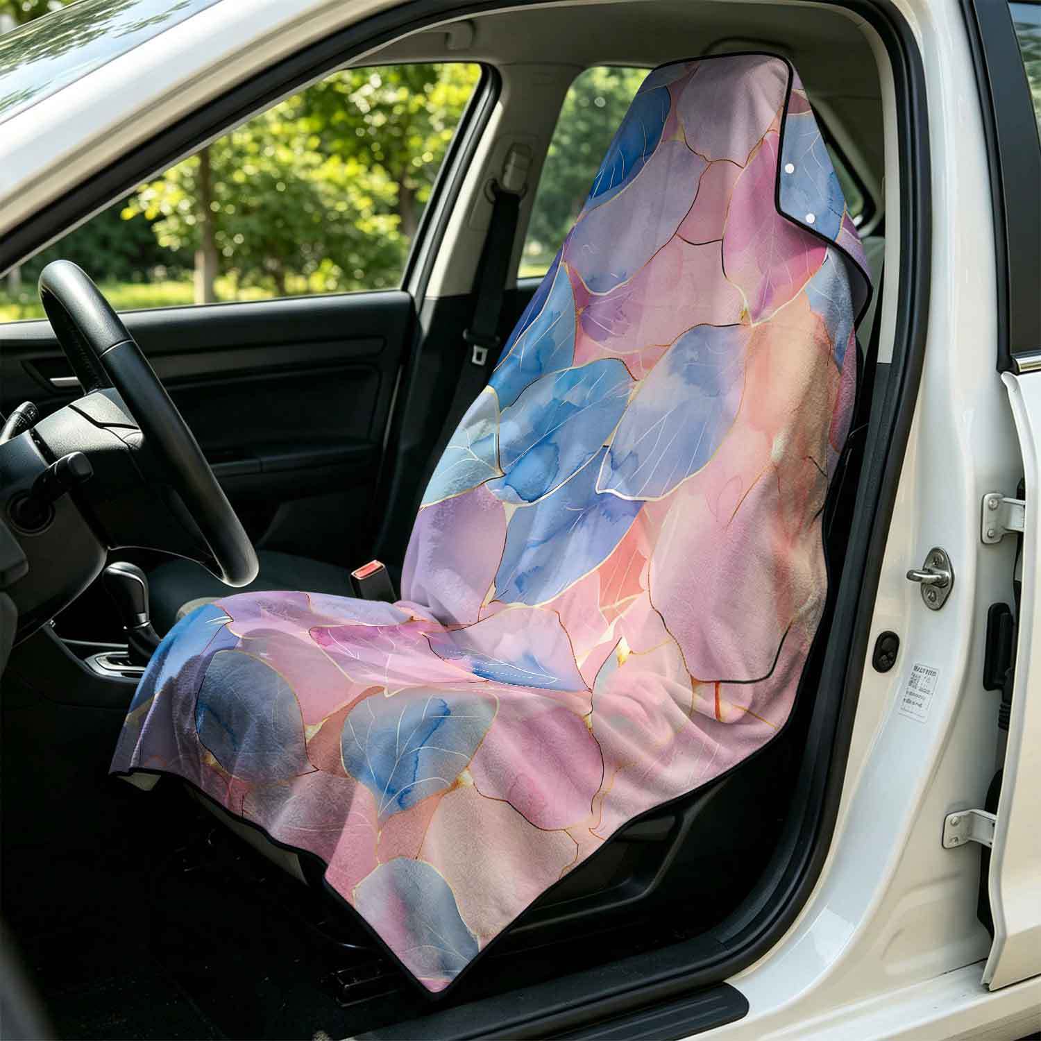 Printed bath towel and car seat cover 2-in-1, ultra-fine fiber outdoor beach and car dual-use universal seat cushion