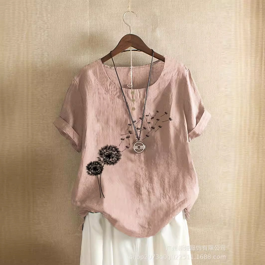 2024 летний новый стиль плюс размер повседневный свободный с короткими рукавами печатные футболки плюс размер женщины