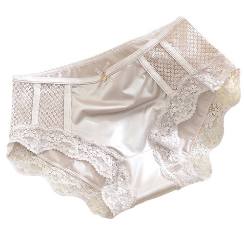 Underwear Women's Lace Sexy Mid-waist Antibacterial Breathable Ice Silk Women's Summer Satin Large Size Women's Triangle Shorts Head Wholesale