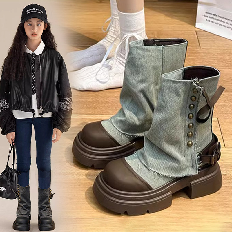 Girls' Martin Boots 2026 New Spring and Autumn Children's Shoes, Short Boots for Older Children, Fashionable British Princess Boots for Girls