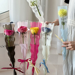 華西バレンタインデー一輪の花束 diy バッグローズ透明マルチブランチ包装袋花の包装材料