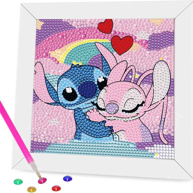 Pintura de diamantes enmarcada hecha a mano, superventas transfronteriza, de dibujos animados infantiles de la princesa Elsa, linda pintura de pegatinas de diamantes DIY