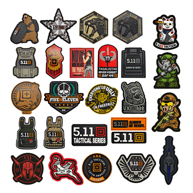 511 Velcro Seal Tire Bear Tactical Vest Morale Badge Sport Sticker 3D PVC Rubber Washable Armband