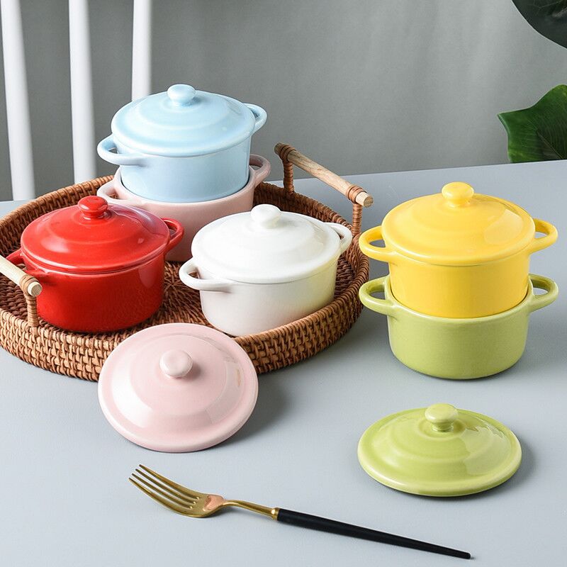 Ceramic dessert bowl with lid steamed egg bowl household baby food supplement bowl restaurant soup bowl with lid stew bowl hotel customized logo
