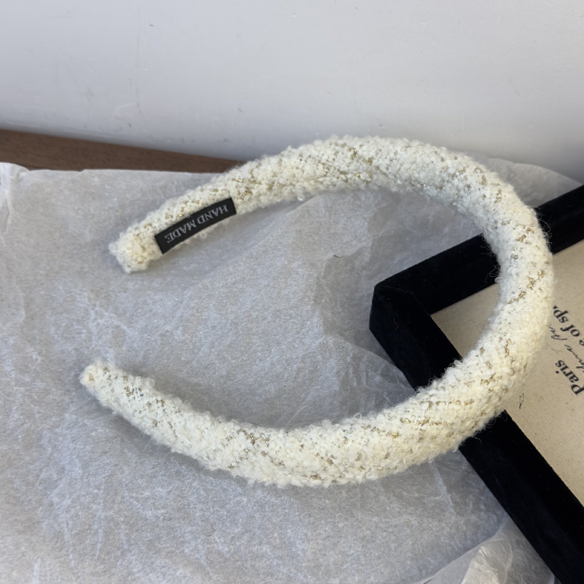 Fascia per capelli scozzese in stile retrò francese 2023 nuova fascia per capelli autunno e inverno spessa in lana con teschio alto e forcina per capelli di alta qualità_voghion.com