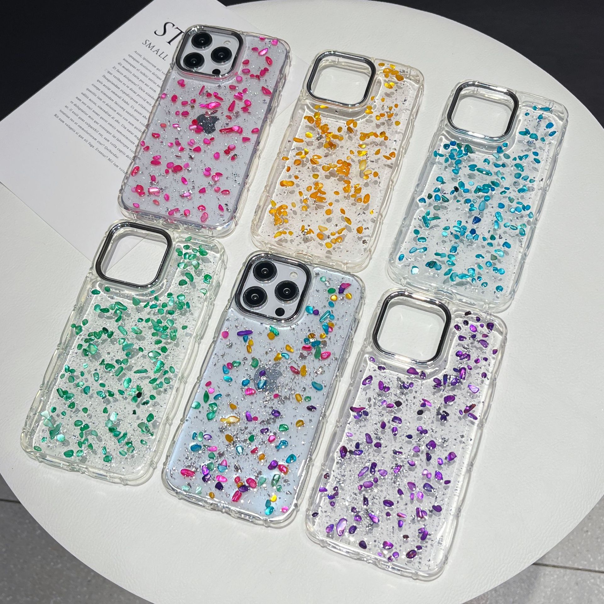 Stone Glue Phone Case Transparent Anti-Fall Phone Protective Cover Suitable for Iphone15Promax Apple 16 Luxury