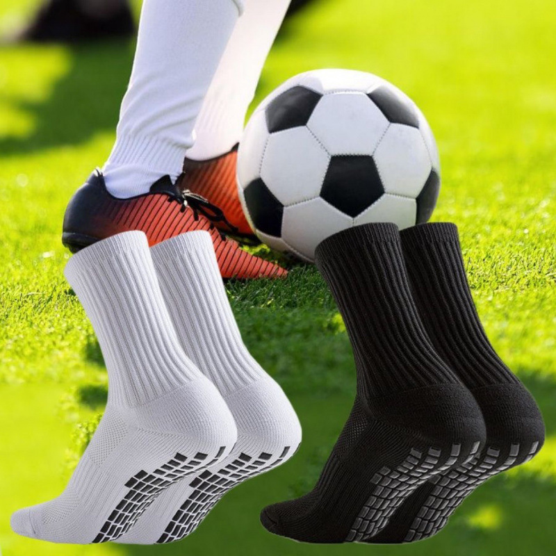 Calcetines de fútbol antideslizantes de color sólido de Amazon transfronterizos, calcetines de baloncesto deportivos resistentes al desgaste y amortiguadores de pegamento para hombres transpirables image 3