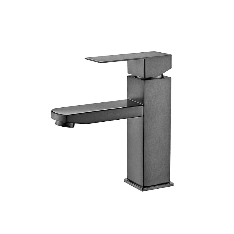 Gun gris de acero inoxidable baño baño frío y caliente de un solo orificio baño cuadrado lavabo lavabo de cerámica grifo