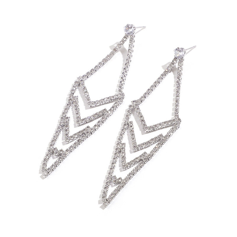 South Korean earrings diamond Vshaped tassel earrings geometric rhinestone earrings wholesalepicture4