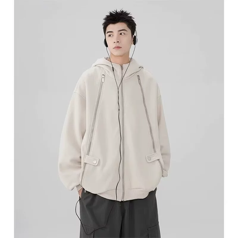 Spring hoody, solid jacket, American style, oversize