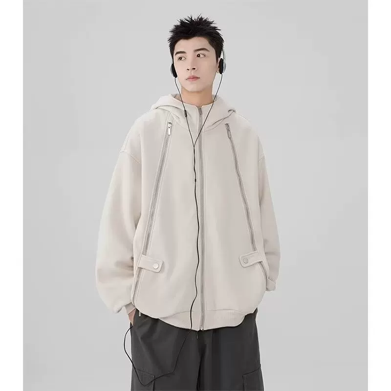 Spring hoody, solid jacket, American style, oversize
