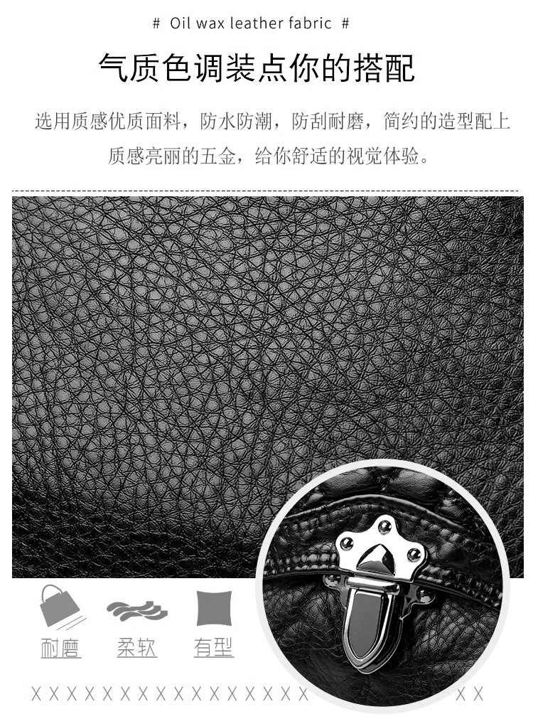 2023 New Mom Commuting Large Capacity tote handbag, washed leather pu women's bag, polyester single-shoulder bag Item Picture