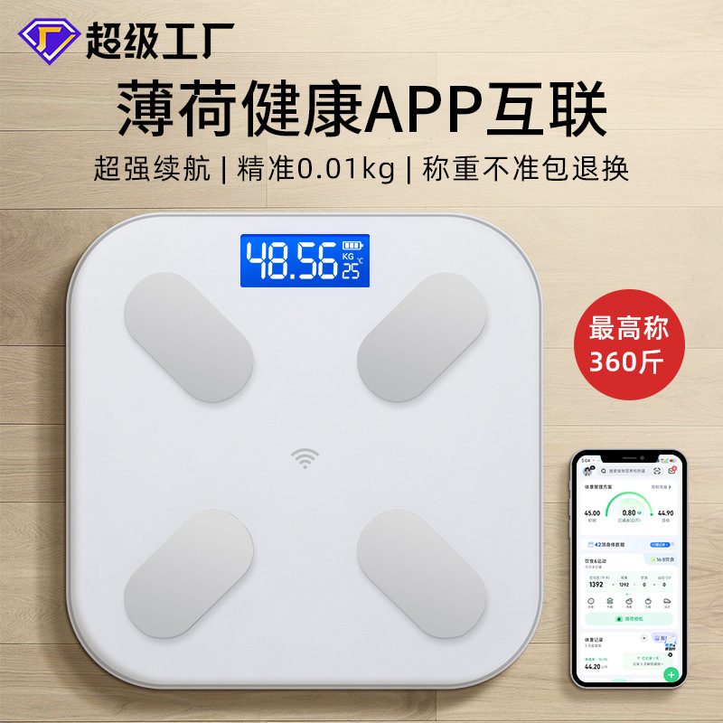 Body Weight Scale Household Accurate Digital Scale Rechargeable Smart Body Fat Scale Weight Loss Human Body Scale Mint Health Connected