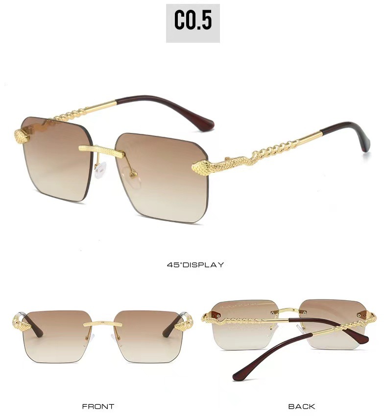 Fashion Square Snake Metal Sunglasses For Women Minimalist Style_voghion.com