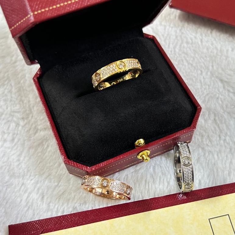 High-End Kajia Love Starry Sky Ring Couple Nail Rings Narrow Version Unisex Rose Gold Wide Version Ring