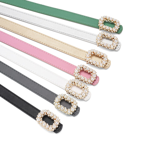 Pearl-embossed panel fastener, high-end match with dress belt, stylish decoration for women's sweaters, versatile belt for women