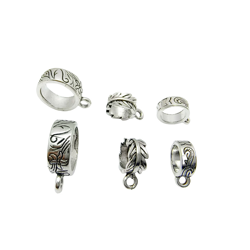 Xizang silver three-way running ring hanging head jewelry accessories diy bracelet necklace beaded ancient silver connection buckle pendant material