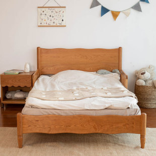 North American Children's Bed Full Solid Wood Log Small Bed Cherry Black Walnut Modern Simple Light Luxury Small Apartment Single Bed