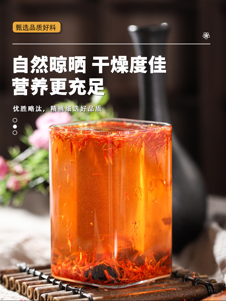 Astragalus Angelica Peach Kernel Safflower Blend 30g Jar Traditional TCM Herbal Mix for Decoction and Tea in use