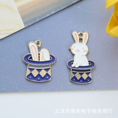 DIY jewelry accessories K gold drip oil alloy small pendant earrings bracelet pendant cartoon rabbit charm magic hat