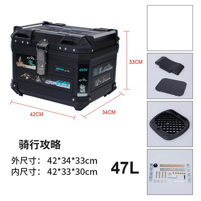 trunk motorcycle tail box | Motorcycle trunk - 47l-cycling-guide-base-screws-upper-and-lower-sponge-backrests-printing