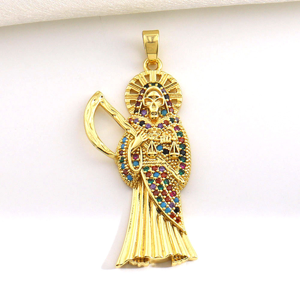 7g Weight Pendant Jewelry Making Type 14*45mm Jewelry Making Size Zircon Inlay Material DIY Jewelry Accessories Classification 1 Piece Quantity Copper Material Father St. Jude Pattern All Seasons Season Plating Design Glam, Retro Style 1 Piece 14*45mm Copper Zircon Father St. Jude Pendant 15
