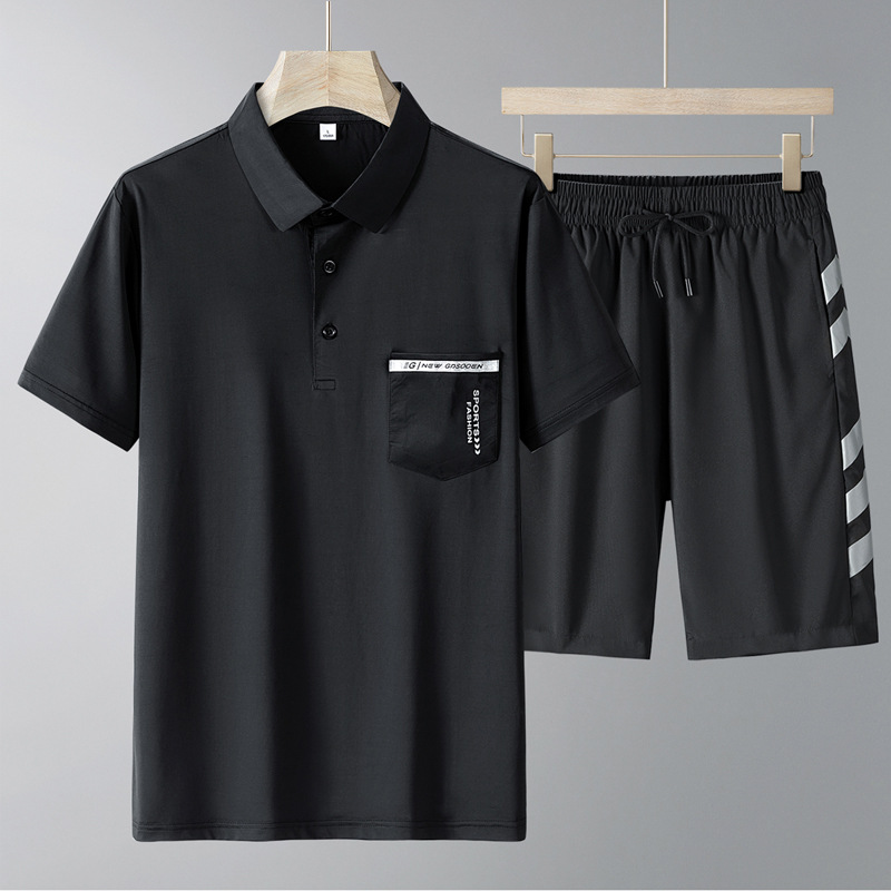 Papa, traje de verano, camiseta de mangas cortas, 2025 nuevo traje deportivo de mediana edad, pantalones cortos casuales para hombres, ropa de verano