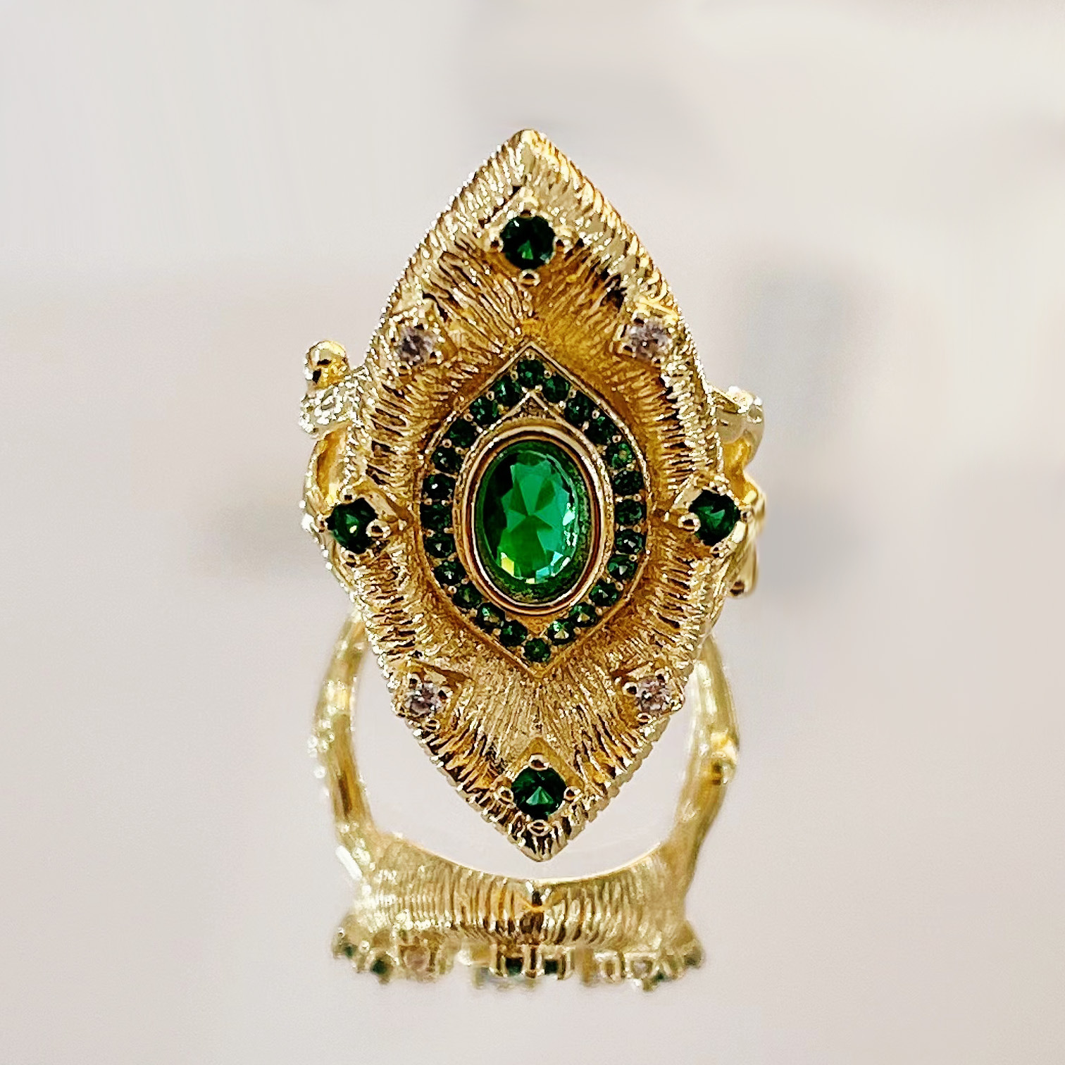 Vintage Style Geometric Copper Artificial Gemstones Rings Earrings Necklace 1 Piece