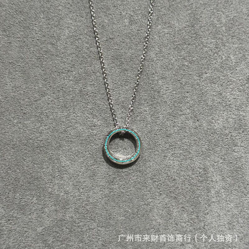 High-End Version of Ti's Circle Necklace That Does Not Fade. Women's Ti's Same Style Pavé Necklace with Light Luxury and High-End Design