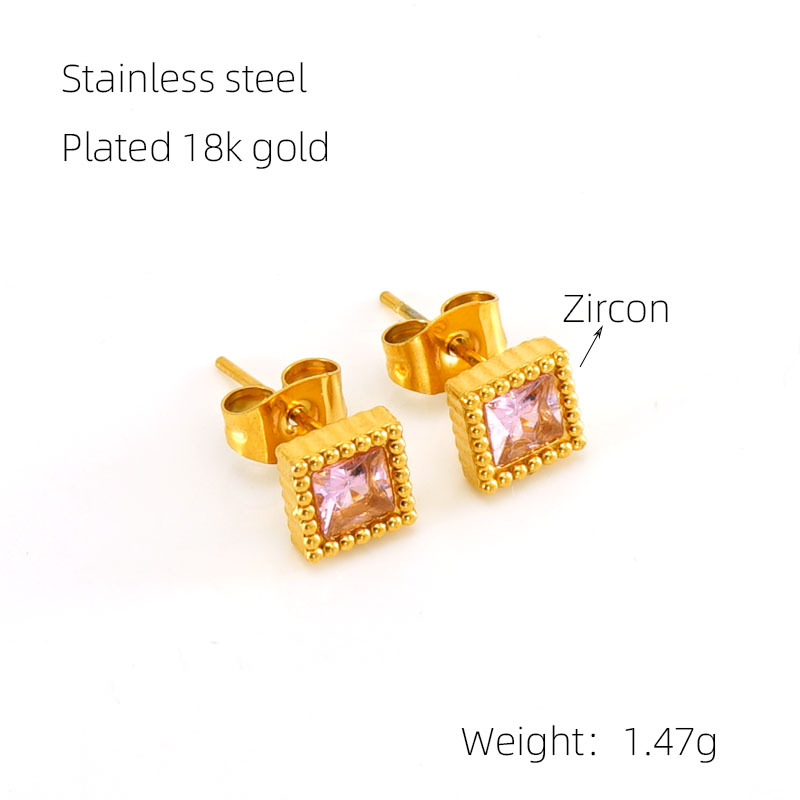 Estilo europeo y americano INS Zircon Stud pendientes nicho diseño de acero inoxidable oreja hueso Stud francés de alta calidad de titanio pendientes de acero al por mayor