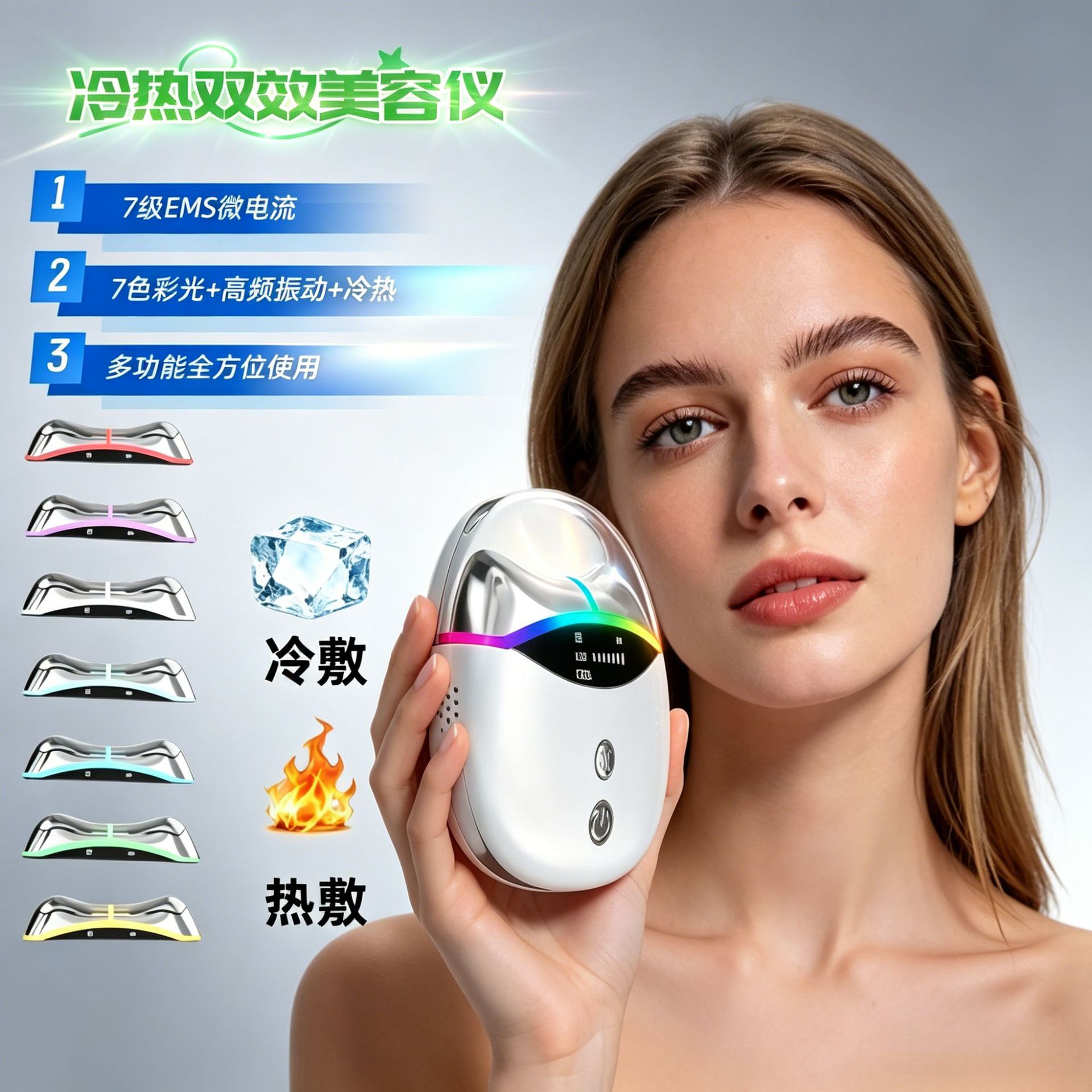 Hot and Cold Massager, Home Facial Massager, Electronic Beauty Device, Hot Compress Vibration Micro-Current Electric Scraping Device