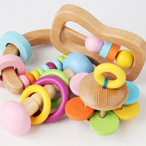 Baby Soothing Toys Brain Development Early Education Grasping Toys for Boys 0-1 Years Old Gift for Girls 6-8 Pcs 5 Months Wooden Rattles
