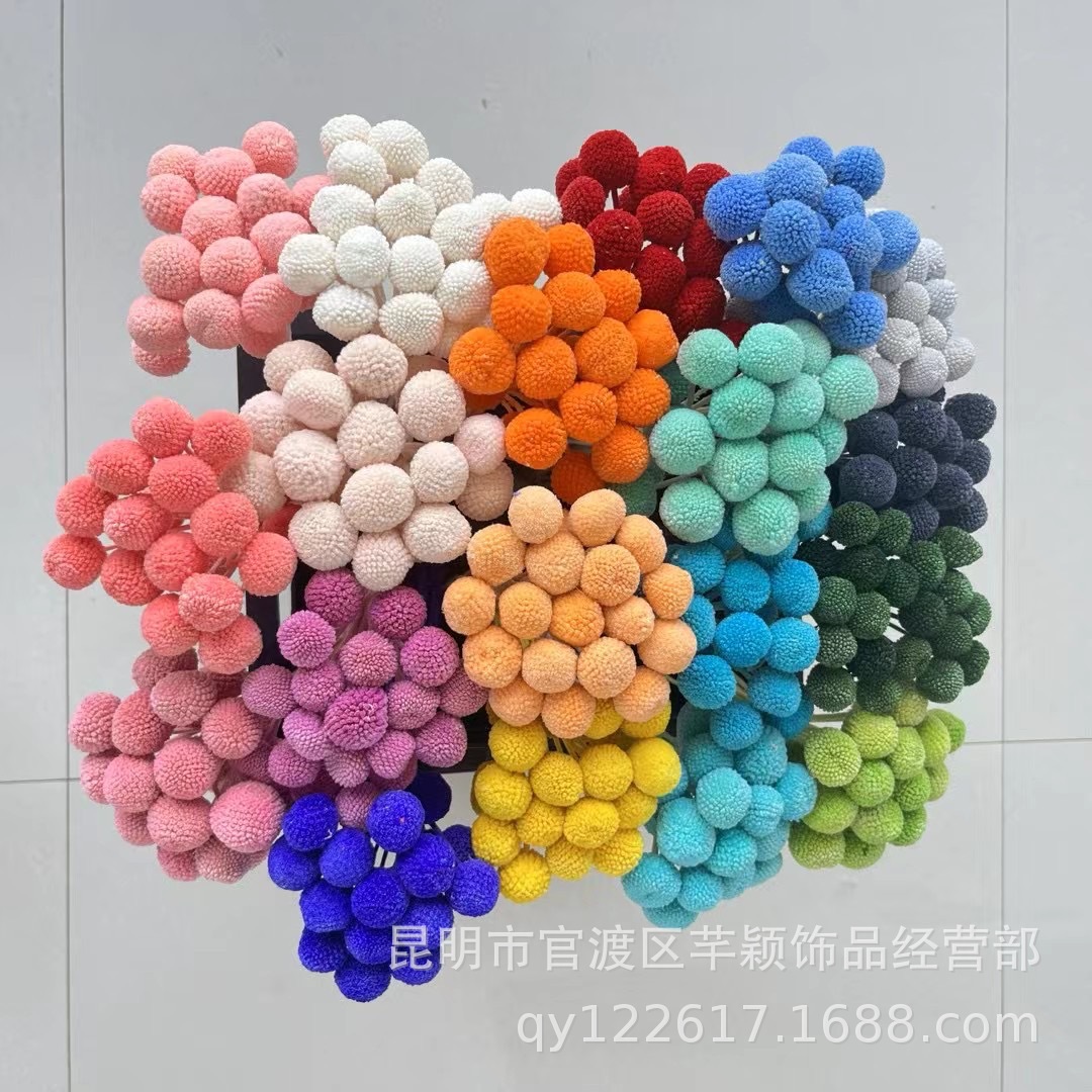 永生花黄金球礼盒花材 精美永生黄金球保鲜花花材20支/把现货批发