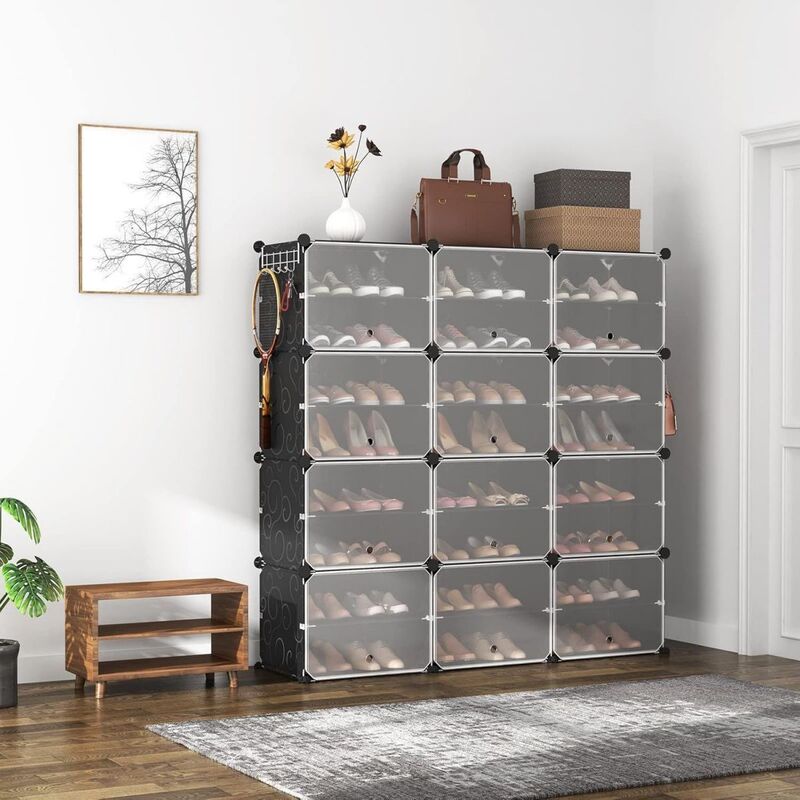Large Simple Shoe Rack, Multi-Layer Dust-Proof Storage Plastic Shoe Cabinet, Multi-Layer Space-Saving Assembly Shoe Rack for Dormitory Entrance