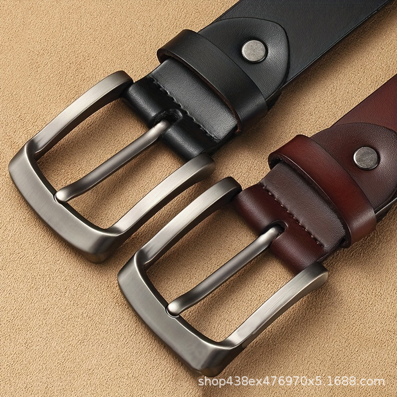 Fashion Business Vintage Men's Leather Belt with Alloy Pin Buckle and Daily Buckle Real Leather Waistband Men's Waistband Direct from Manufacturer