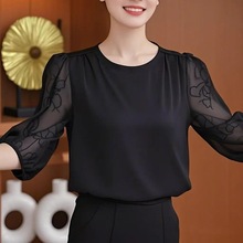 雪纺衫中袖女夏韩版新款宽松夏季肚子洋气超仙百上衣气质小衫上衣