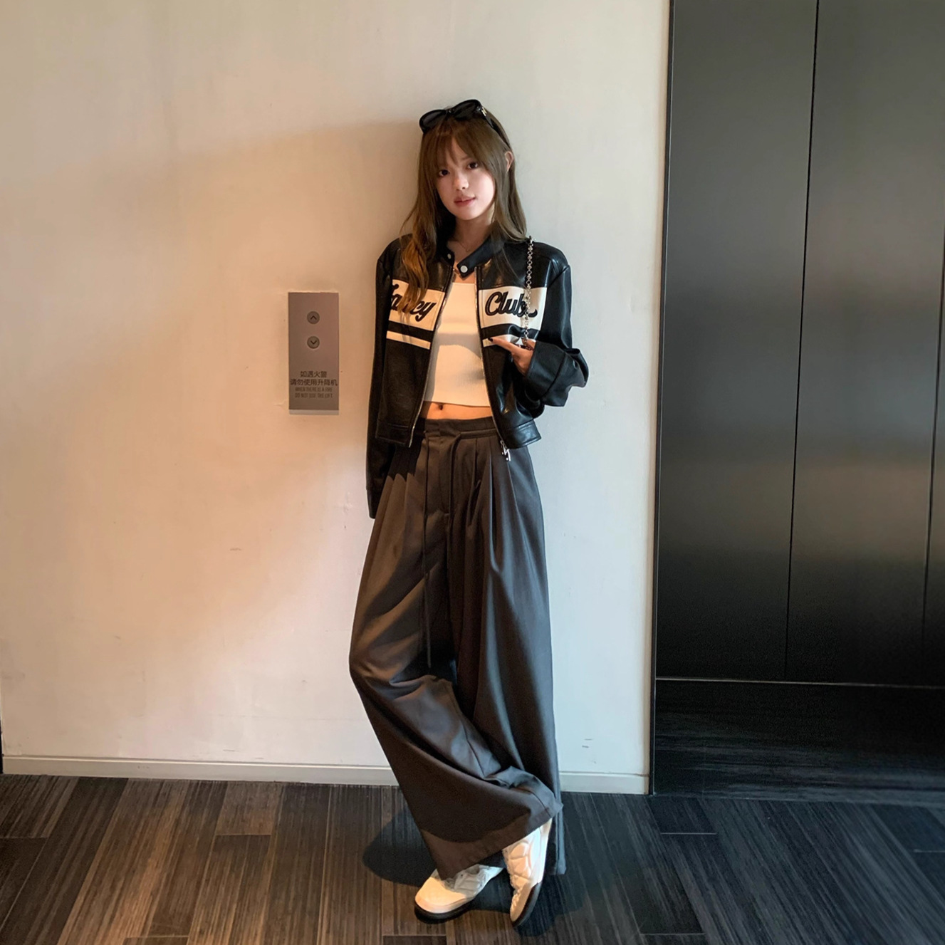 American Retro Trendy New Black Vintage Motorcycle Leather Jacket for Women, Autumn Versatile Casual Pu Leather Jacket Top