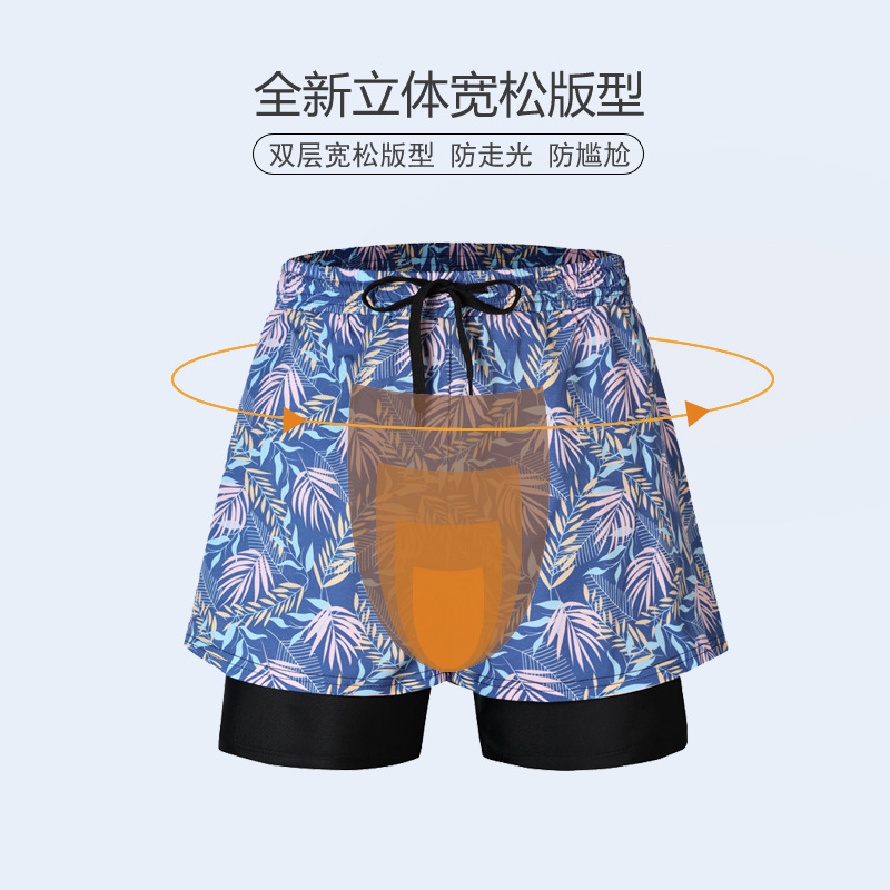 Men's Hot Spring Swim Trunks Anti-Elegant Loose Swim Suit 2024 New Swimwear Set Beach Shorts Swim Gear