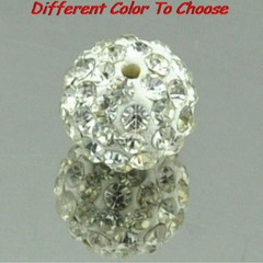 4 6 8 12 14 16 20 30 10mm直孔白色ab軟陶泥鑽球香巴拉珠子雙孔